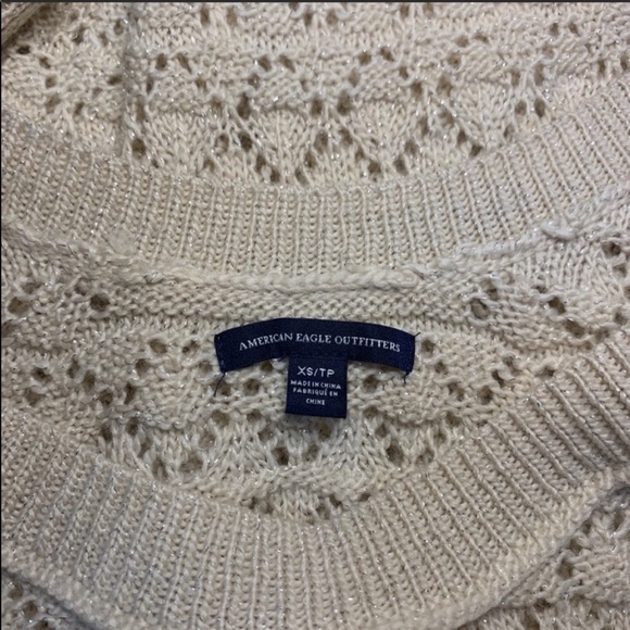 American Eagle XS Knit Sparkly Tan Sweater - Picture 5 of 6